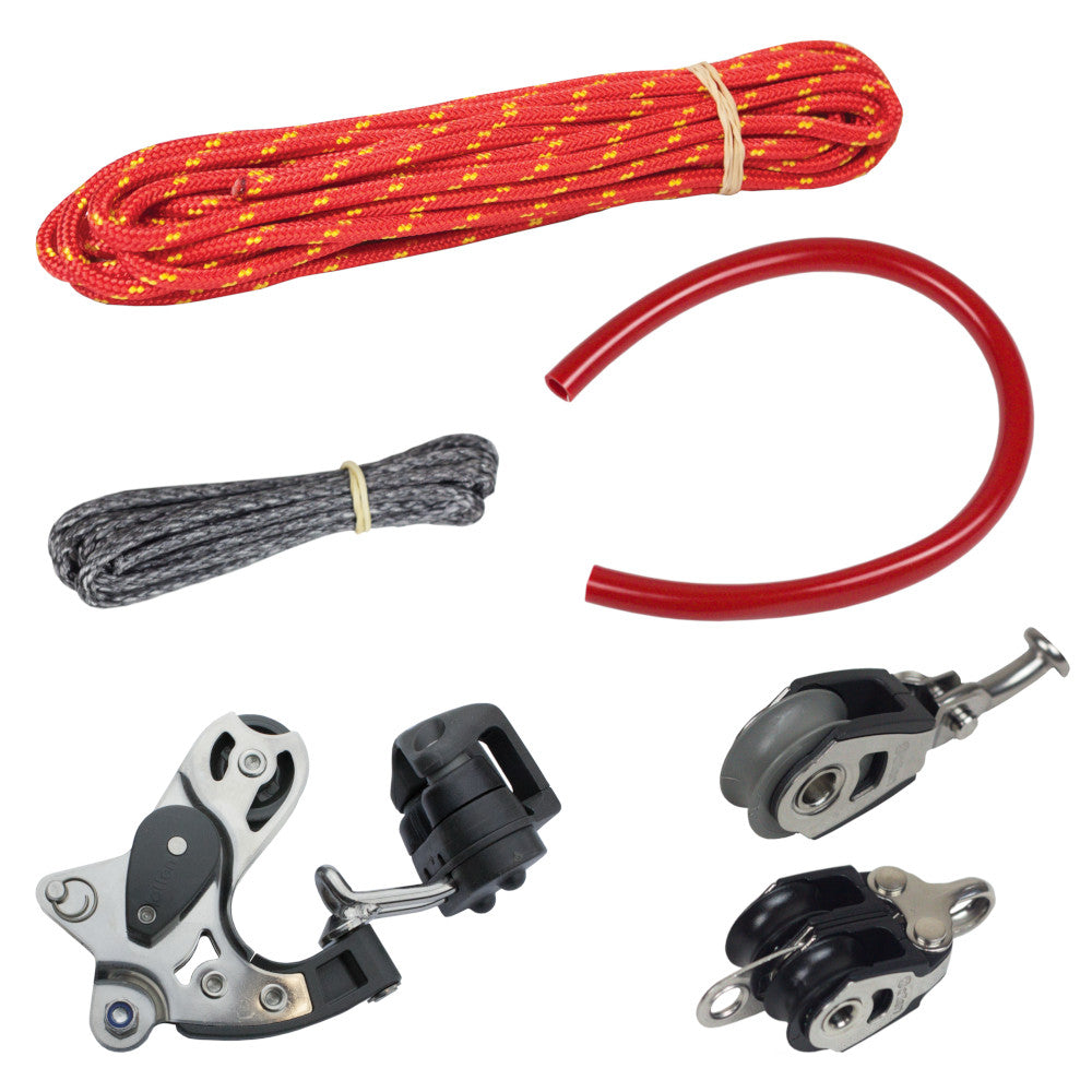 Laser vang pack with cordage, blocks & handle.