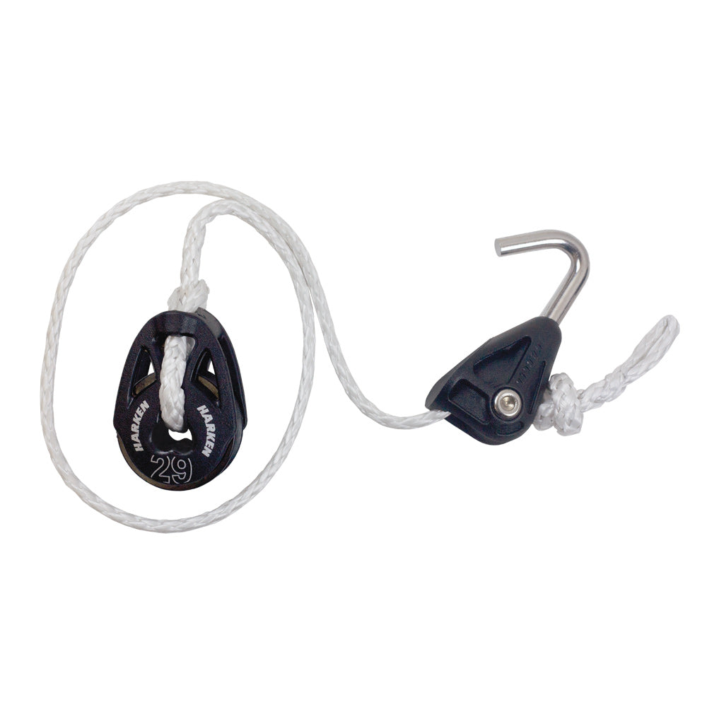 Optimist 3mm vectran halyard with hook-in block and ti-lite block spliced in.