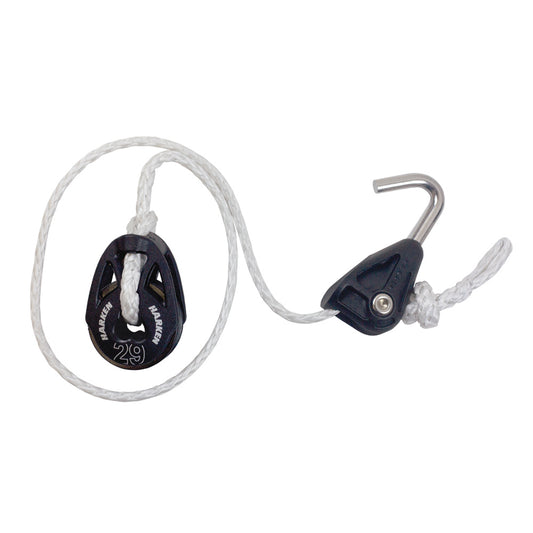 Optimist 3mm vectran halyard with hook-in block and ti-lite block spliced in.